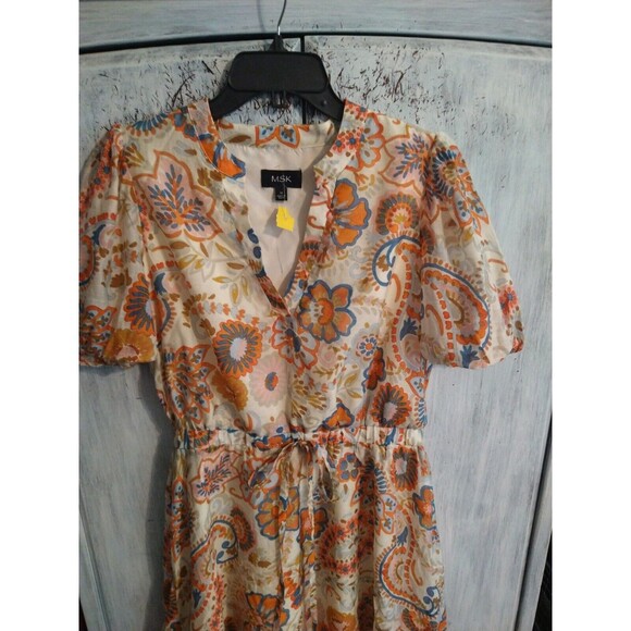 Msk Maxi Puff Sleeve Dress Medium Boho Cottagecore Feminine - Picture 2 of 8